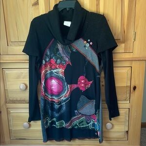 Bali Black Knitwear with Multicolor Accents  very artistic and interesting